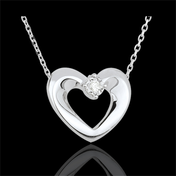 Collier Coeur on Collier Joli Coeur Or Blanc Et Diamant  Colliers Et Pendentifs