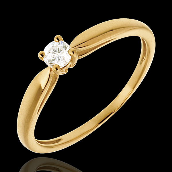 Solitaire roseau or jaune 18 carats - 0.13 carat