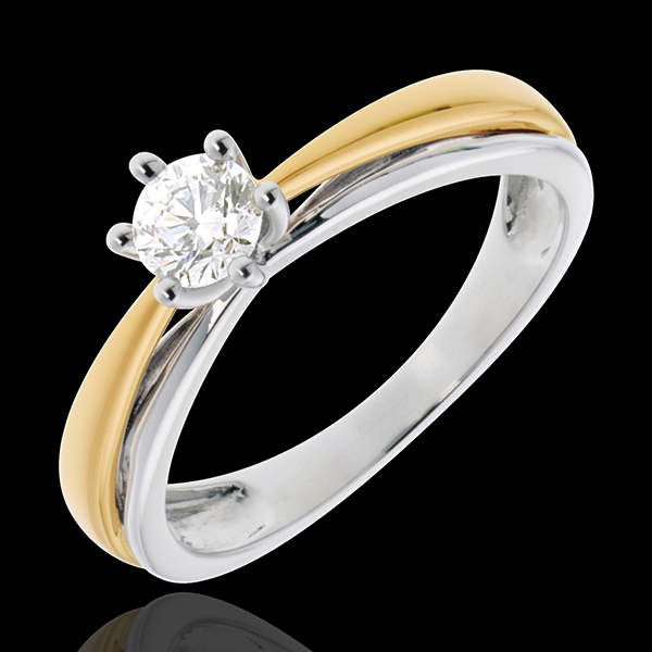 Solitaire Arceau - diamant 0.34 carats - or blanc et or jaune 18